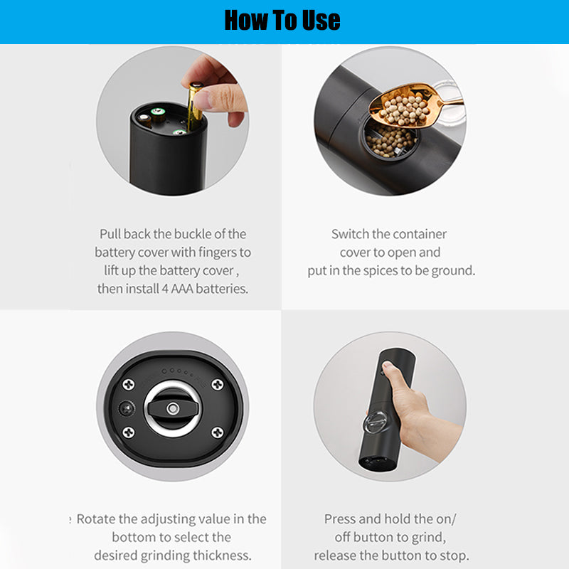 GrindMaster™ Electric Salt & Pepper Grinder
